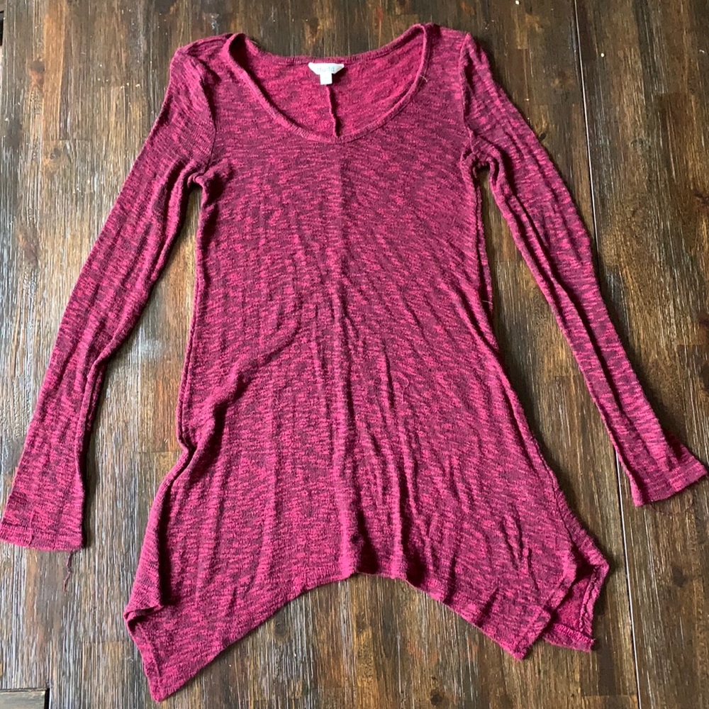 Medium red lightweight knit sweater.